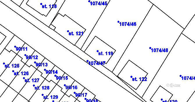 Parcela st. 119 v KÚ Střítež u Třebíče, Katastrální mapa