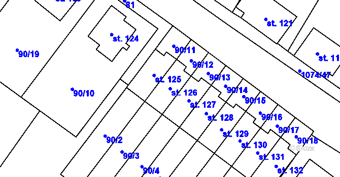 Parcela st. 126 v KÚ Střítež u Třebíče, Katastrální mapa