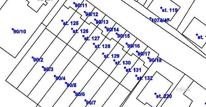 Parcela st. 129 v KÚ Střítež u Třebíče, Katastrální mapa