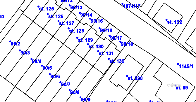Parcela st. 131 v KÚ Střítež u Třebíče, Katastrální mapa