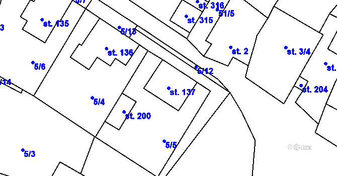 Parcela st. 137 v KÚ Střítež u Třebíče, Katastrální mapa