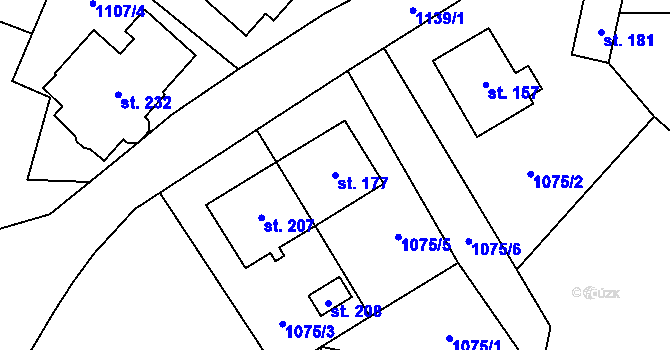 Parcela st. 177 v KÚ Střítež u Třebíče, Katastrální mapa