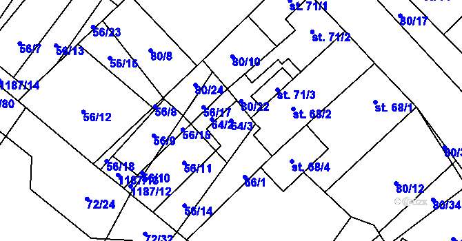 Parcela st. 64/3 v KÚ Střítež u Třebíče, Katastrální mapa
