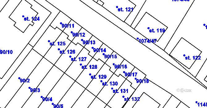 Parcela st. 90/15 v KÚ Střítež u Třebíče, Katastrální mapa