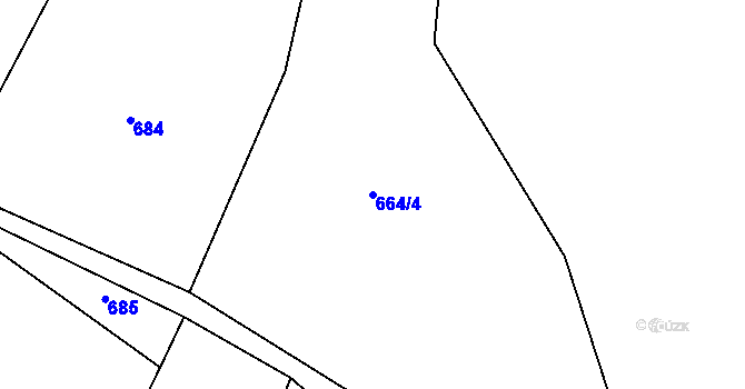 Parcela st. 664/4 v KÚ Střítež u Třebíče, Katastrální mapa