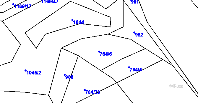 Parcela st. 764/6 v KÚ Střítež u Třebíče, Katastrální mapa