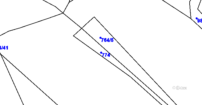 Parcela st. 774 v KÚ Střítež u Třebíče, Katastrální mapa