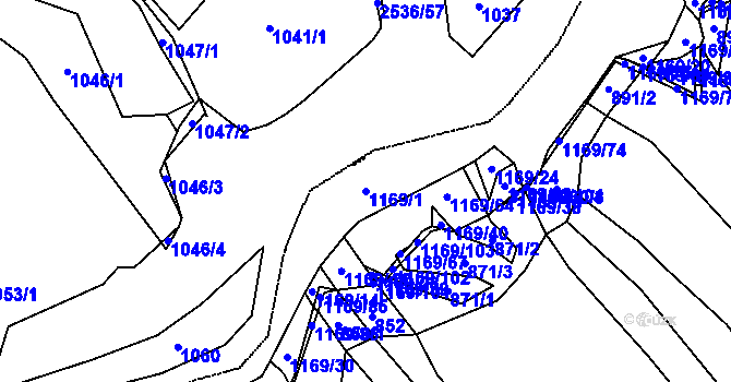 Parcela st. 1169/1 v KÚ Střítež u Třebíče, Katastrální mapa