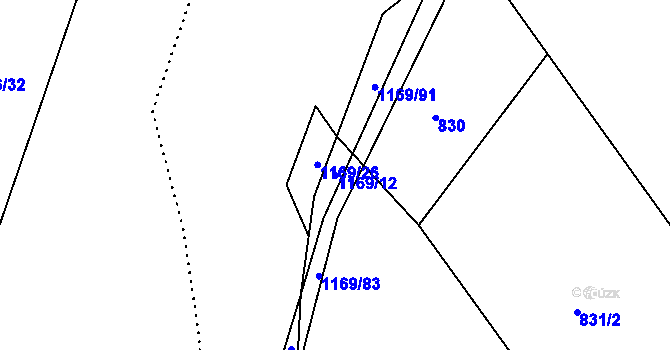 Parcela st. 1169/12 v KÚ Střítež u Třebíče, Katastrální mapa