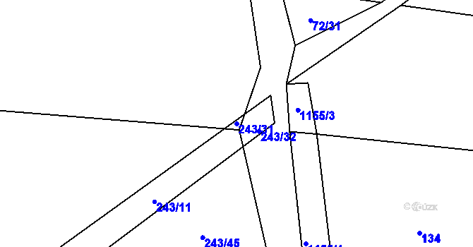 Parcela st. 243/31 v KÚ Střítež u Třebíče, Katastrální mapa