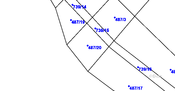 Parcela st. 487/20 v KÚ Střítež u Třebíče, Katastrální mapa