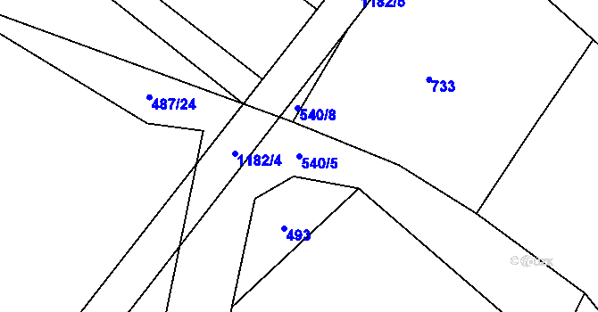 Parcela st. 540/5 v KÚ Střítež u Třebíče, Katastrální mapa