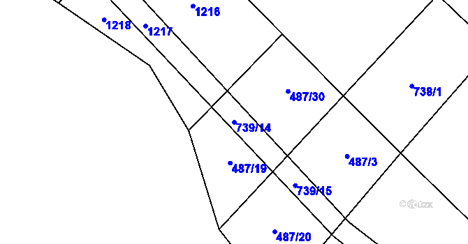 Parcela st. 739/14 v KÚ Střítež u Třebíče, Katastrální mapa