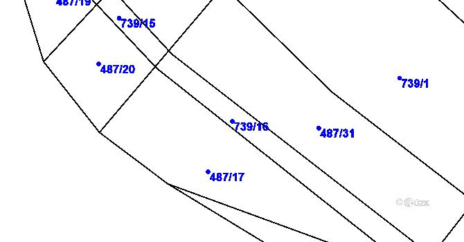 Parcela st. 739/16 v KÚ Střítež u Třebíče, Katastrální mapa