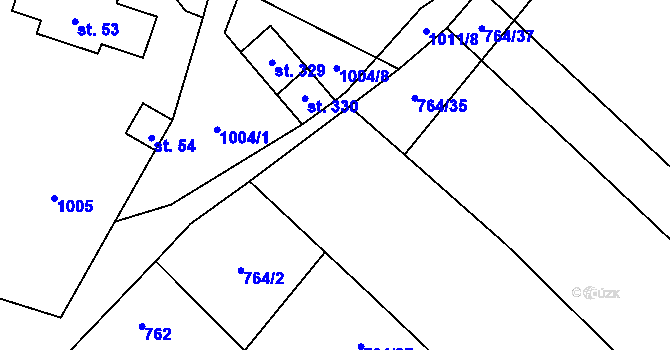 Parcela st. 764/34 v KÚ Střítež u Třebíče, Katastrální mapa