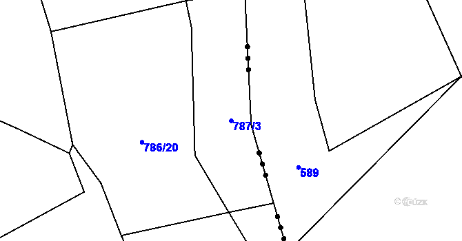 Parcela st. 787/3 v KÚ Střítež u Třebíče, Katastrální mapa