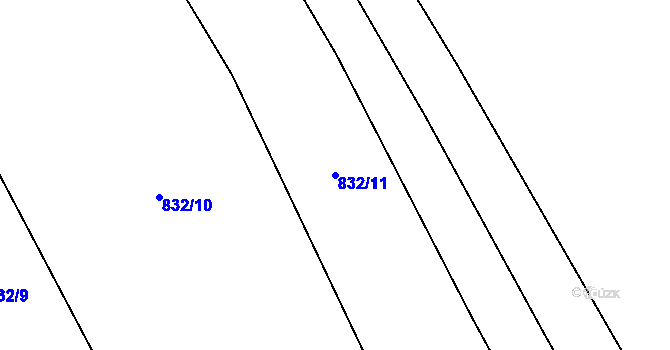 Parcela st. 832/11 v KÚ Střítež u Třebíče, Katastrální mapa
