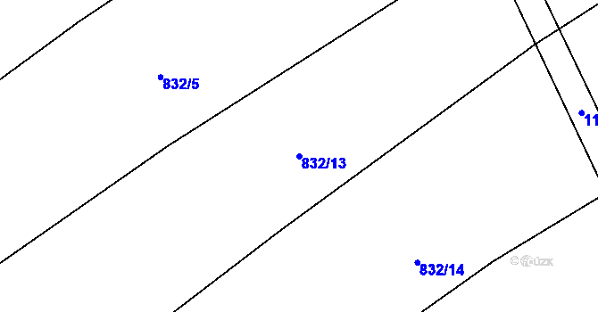 Parcela st. 832/13 v KÚ Střítež u Třebíče, Katastrální mapa