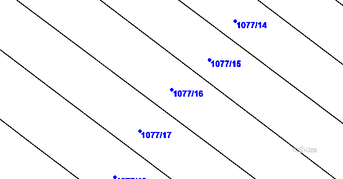 Parcela st. 1077/16 v KÚ Střítež u Třebíče, Katastrální mapa