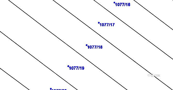 Parcela st. 1077/18 v KÚ Střítež u Třebíče, Katastrální mapa