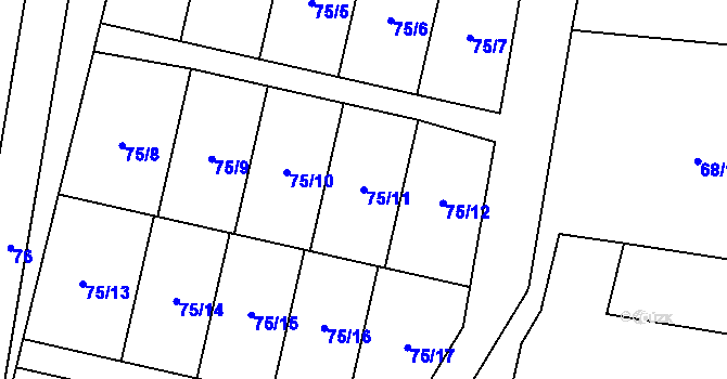 Parcela st. 75/11 v KÚ Střítež, Katastrální mapa