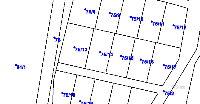 Parcela st. 75/14 v KÚ Střítež, Katastrální mapa