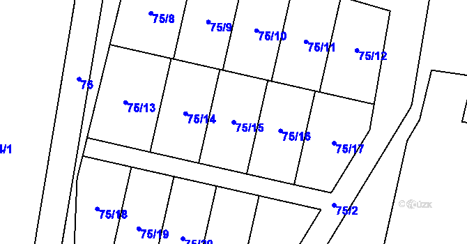 Parcela st. 75/15 v KÚ Střítež, Katastrální mapa