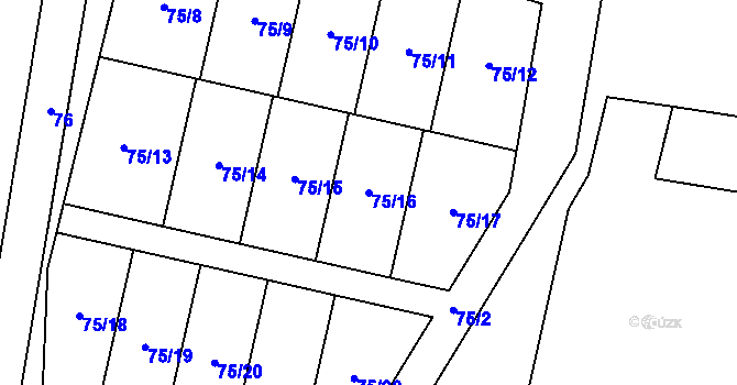 Parcela st. 75/16 v KÚ Střítež, Katastrální mapa