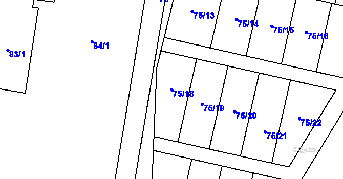 Parcela st. 75/18 v KÚ Střítež, Katastrální mapa