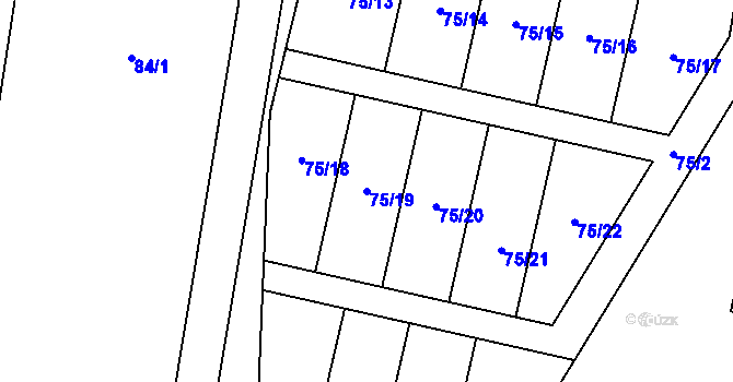 Parcela st. 75/19 v KÚ Střítež, Katastrální mapa