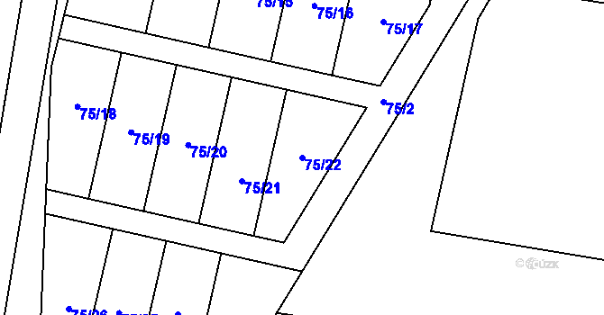 Parcela st. 75/22 v KÚ Střítež, Katastrální mapa