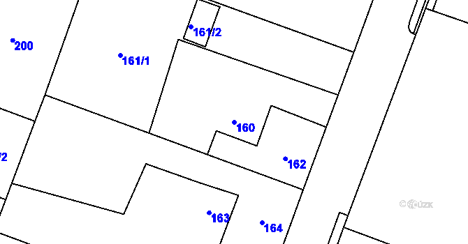 Parcela st. 160 v KÚ Střítež, Katastrální mapa