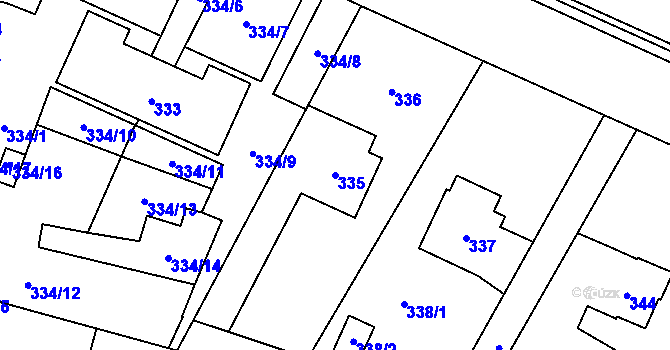 Parcela st. 335 v KÚ Střítež, Katastrální mapa