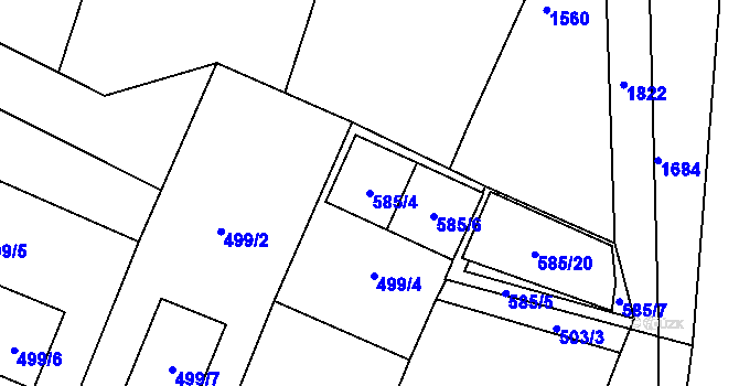 Parcela st. 585/4 v KÚ Střítež, Katastrální mapa