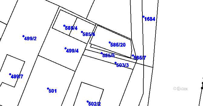 Parcela st. 585/5 v KÚ Střítež, Katastrální mapa