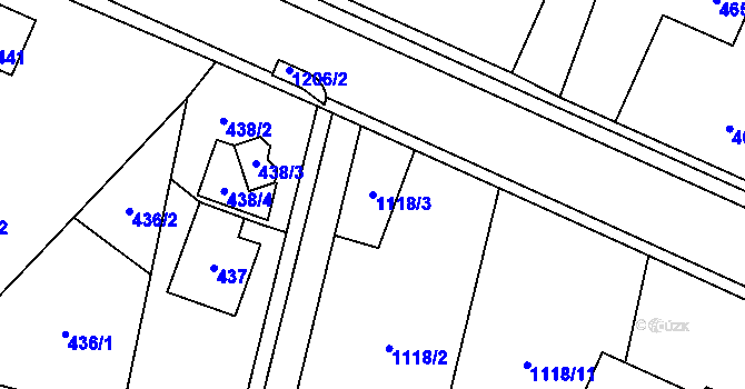 Parcela st. 1118/3 v KÚ Střítež, Katastrální mapa