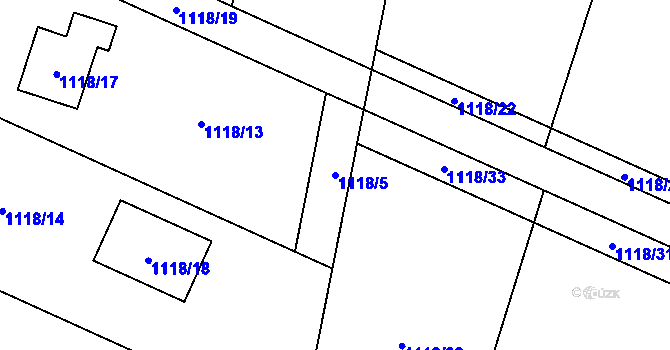 Parcela st. 1118/5 v KÚ Střítež, Katastrální mapa
