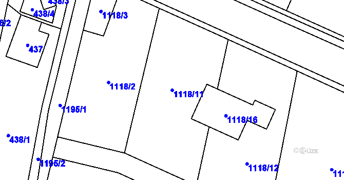 Parcela st. 1118/11 v KÚ Střítež, Katastrální mapa