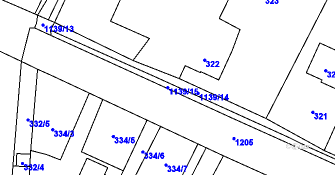 Parcela st. 1139/15 v KÚ Střítež, Katastrální mapa