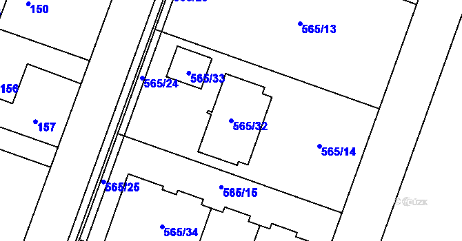 Parcela st. 565/32 v KÚ Střítež, Katastrální mapa