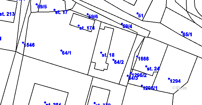 Parcela st. 18 v KÚ Střítež nad Bečvou, Katastrální mapa