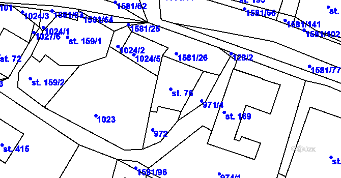 Parcela st. 76 v KÚ Střítež nad Bečvou, Katastrální mapa