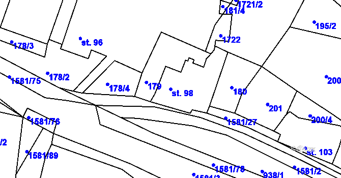 Parcela st. 98 v KÚ Střítež nad Bečvou, Katastrální mapa
