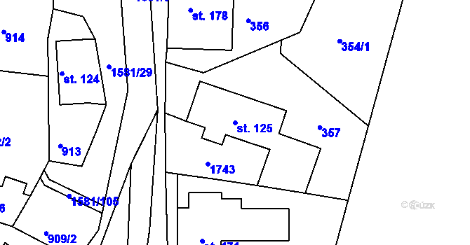 Parcela st. 125 v KÚ Střítež nad Bečvou, Katastrální mapa