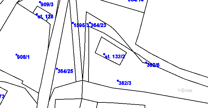 Parcela st. 132/2 v KÚ Střítež nad Bečvou, Katastrální mapa