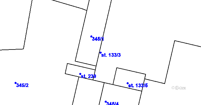 Parcela st. 133/3 v KÚ Střítež nad Bečvou, Katastrální mapa