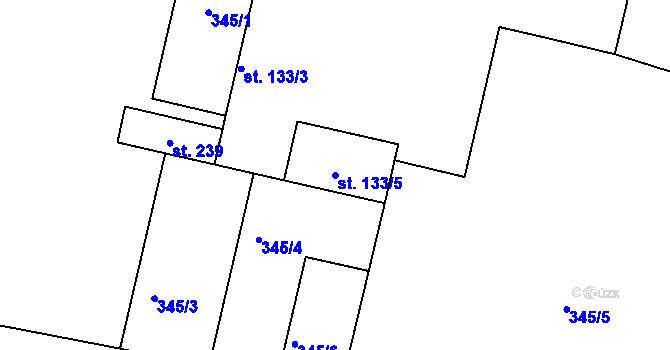Parcela st. 133/5 v KÚ Střítež nad Bečvou, Katastrální mapa