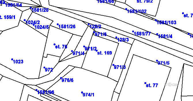 Parcela st. 169 v KÚ Střítež nad Bečvou, Katastrální mapa