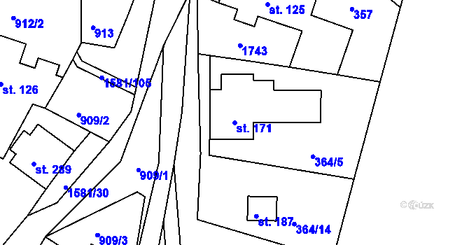 Parcela st. 171 v KÚ Střítež nad Bečvou, Katastrální mapa