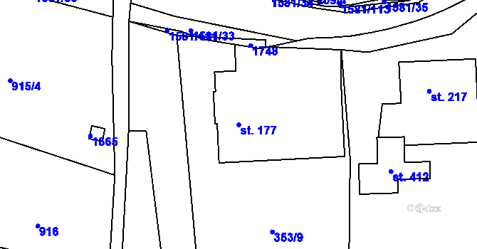 Parcela st. 177 v KÚ Střítež nad Bečvou, Katastrální mapa